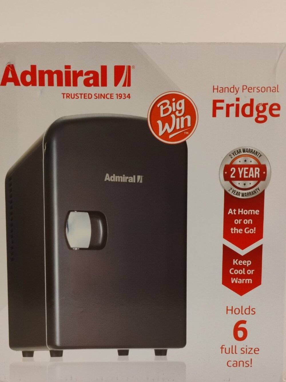 Admiral Handy Personal Mini Fridge/Warmer Black AC/DC Power Black (AD1001) New